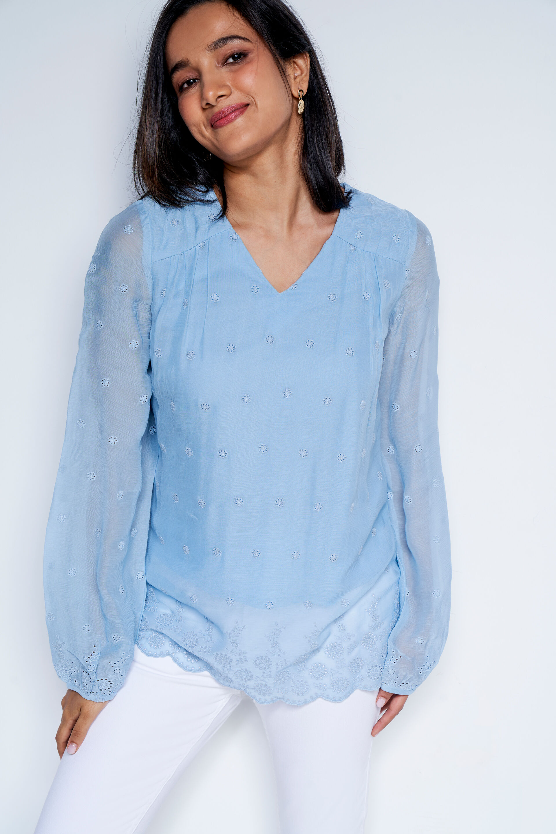 Powder Blue Flounce Top, Powder Blue, image 3